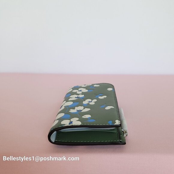 KATE SPADE Devin Painterly Bouquet SMALL Bifold Leather Wallet-Cedar Stand  🎈⭐ - Picture 8 of 16